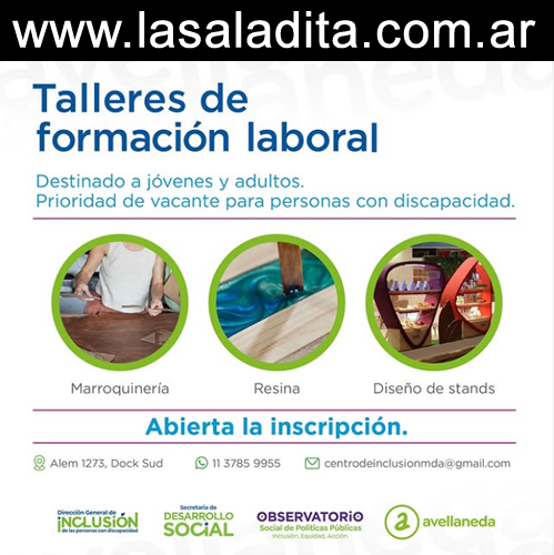 TALLERES DE FORMACIÓN LABORAL: ABIERTA LA INSCRIPCIÓN