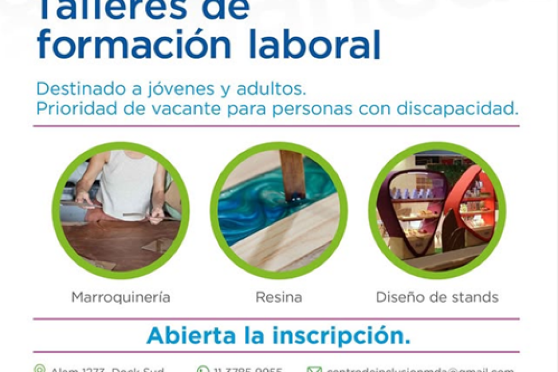 TALLERES DE FORMACIÓN LABORAL: ABIERTA LA INSCRIPCIÓN
