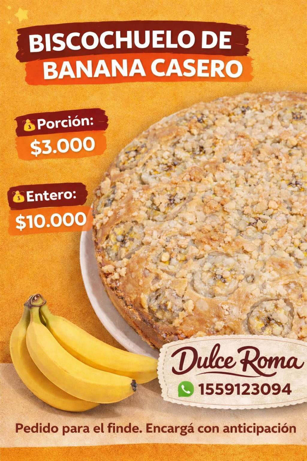 Dulce Roma Bizcochuelos caseros de banana y manzana en La Saladita, Sarandí Avellaneda