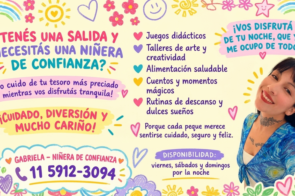 Gabriela, niñera de confianza para salidas nocturnas avellaneda